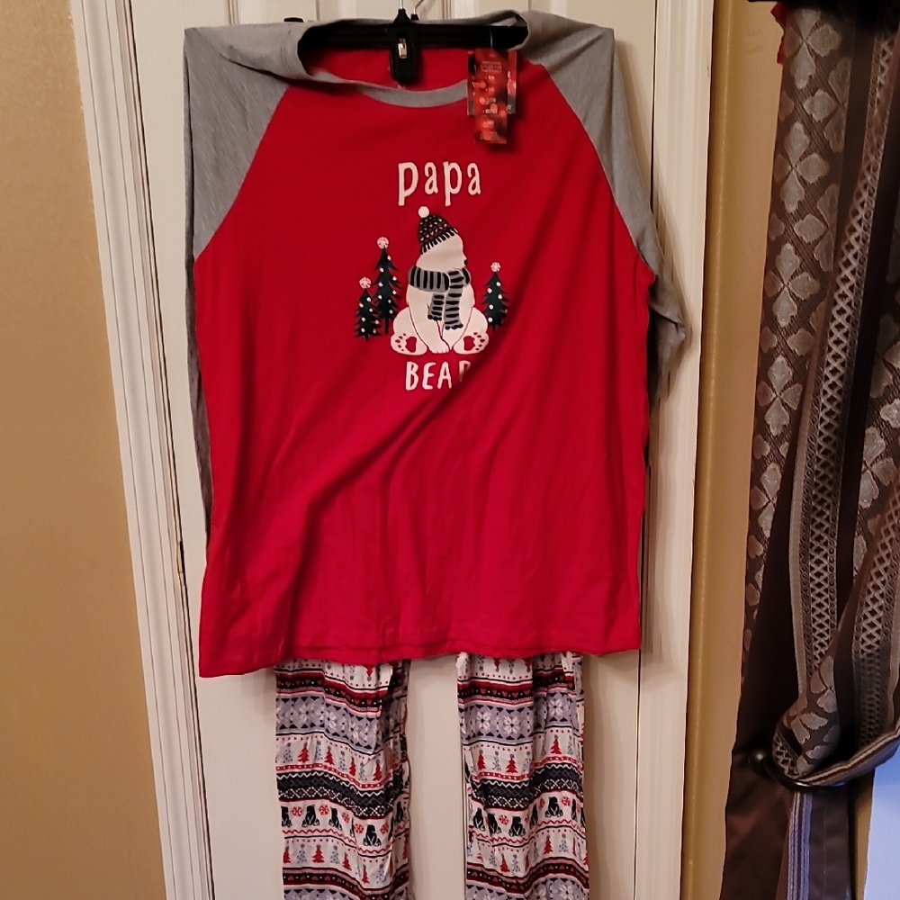Kohl's Red and Gray Papa Bear Kids Pajama Set